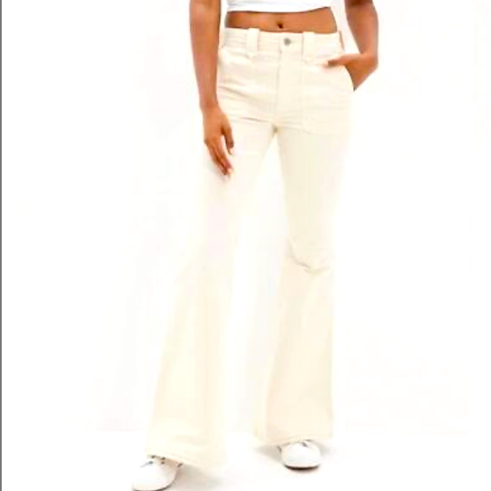 American Eagle Outfitters Cream Flare Pants